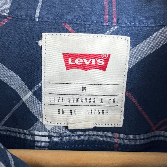 Levi's Men's Blue and Red Plaid Shirt - Picture 3 of 7